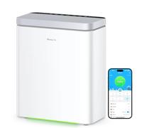 Purificateur d'air intelligent GoveeLife pour grandes pièces, couvrant jusqu'à 1046 pi², moniteur PM2.5, mode Sommeil et filtre 3 en 1, contrôlable par l'application et Alexa.