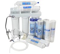 Purificateur d'eau 5 étages filtre sous évier, système avec robinet et accessoires, montage charbon actif kit cartouches de rechange 5 éléments filtrants inclus