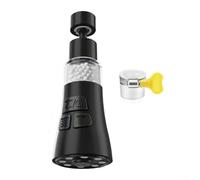 Purificateur d'eau de cuisine 3 en 1 avec connecteur de robinet standard, sélecteur mécanique à trois vitesses pour un débit de filtration constant (noir)