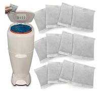 PurifyLogix Lot de 12 recharges de filtres à charbon absorbeurs d'odeurs compatibles avec Diaper Genie Complete et Expressions Seau | Sac purificateur d'air absorbant les odeurs, garde la maison