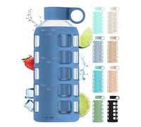purifyou Bouteille d'eau en verre de qualité supérieure avec manchon en silicone antidérapant et couvercle en acier inoxydable, 0,6/22/946,2 ml (porcelaine chinoise, 650 ml)