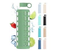 purifyou Bouteilles d'eau en verre de qualité supérieure - 81 / 56 / 340 ml - Avec graduations de temps et de volume antidérapantes en silicone et couvercle en acier inoxydable - Pour eau, jus