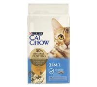 Cat Chow Purina Alimentation pour Chat Adulte 3 en 1 pour Soins urinaires, Boules de Cheveux, dentaires avec Boeuf, Sac de 15 kg