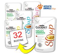 PURINA Chat GOURMET Créations Naturelles → SOUPE - 40 Gr - SAVEURS MÊLÉES - Chat