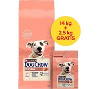 Purina Dog Chow Croquettes pour chiens adultes sensibles au saumon 14 + 2,5 kg