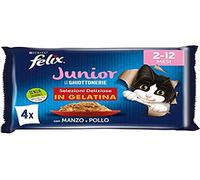 Purina Felix Le Ghiottonerie Nourriture pour Chats Junior avec bœuf et Poulet, 48 sachets de 85 g chacune