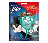 Purina Felix Party Mix Ocean Lot de 5 Sacs de 200 g pour Chat au Saumon, au Charbon et à la Truite