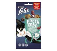 Purina Felix Snack pour Chats Party Mix - 8 boîtes de 60 g pour Chats Adultes - Snack Chat au Saumon, morue et Truite