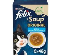 Felix Purina Soup Original Aliments humides pour Chats avec morue, Thon et Plate, 8 boîtes de 48 enveloppes de 48 g