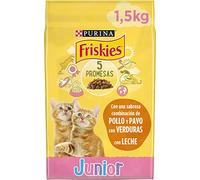 Purina Friskies Alimentation pour Chaton, Junior, bébé, jusqu'à 1 an avec Poulet, Dinde et légumes, 6 Sacs de 1,5 kg