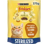 Friskies PURINA Croquettes pour Chats Adultes stérilisés avec Poulet, Dinde et légumes 12 Sacs de 375 g