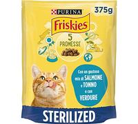 Purina Friskies Croquettes pour Chats stérilisés au Saumon, au Thon et aux légumes, 12 boîtes de 375 g