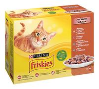 Purina Friskies en Sauce au Poulet-Carotte à l'Agneau au Saumon-Haricots Verts au Thon, 12 x 85g