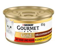 PURINA GOURMET Gold Délicatesse en Sauce Nourriture Humide pour Chat, au bœuf et au Poulet, Paquet de 12 (12 x 85 g)