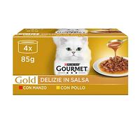 Purina Gourmet Gold Délices en Sauce Nourriture Humide pour Chats avec Poulet et Boeuf, 48 boîtes de 85 g chacune