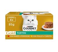 Purina Gourmet Gold - Lot de 48 conserves de Nourriture Humide pour Chat, terrines, au bœuf et aux tomates, 85 g chacune (12 boîtes de 4 x 85 g)