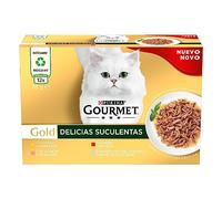 Purina Gourmet Gold Lot de 8 boîtes de 96 boîtes de 85 g Nourriture Humide pour Chat Adulte, toutes les tailles de races, Chicken, Ocean Fish, Salmon, Beef, 85 grams, 0.085 kilogram