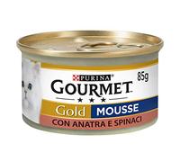Purina Gourmet Gold Mousse Humide Chat Canard et Épinards, 24 Canettes de 85 g