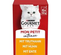 PURINA Gourmet Mon Petit Intense Lot de 8 paquets de 6 sachets de 50 g de nourriture humide pour chat Variations de volaille