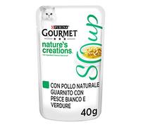 Purina Gourmet Nature's Creations Soup Humide pour Chats au Poulet, Poisson Blanc et légumes 32 sachets de 40 g