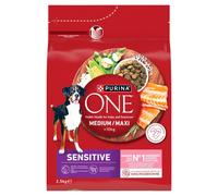PURINA ONE | Sensitive | Croquettes Chien Adulte moyenne et grande taille > 10Kg | Facilite la digestion, maintien les muscles forts et un niveau suffisant d'énergie | Saumon | Sac 2,5 kg