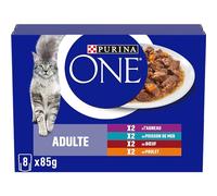 PURINA ONE Chat Adulte Effilés en Sauce Multivariétés 8x85g