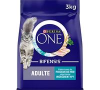 PURINA ONE Bifensis | Croquettes au Poisson de Mer pour Chats Adultes | Sac de 3kg | Lot de 4