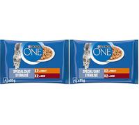 PURINA ONE | BIFENSIS | Chat Adulte Stérilisé | Aide à contrôler Le Poids, et à Maintenir Un système urinaire sain | Effilés en Sauce | Poulet, Boeuf | Sachets Fraîcheur | Lot de 24 x (4 x 85g)