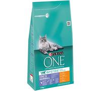 PURINA ONE BIFENSIS Coat and Hairball Nourriture sèche pour Chat : Riche en Poulet, pour Une Peau Saine et des Voies urinaires, Beau Pelage, réduit la Formation de Boules de Poils, 3 x 1,5 kg