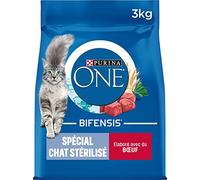 PURINA ONE | BIFENSIS | Croquettes Chat Adulte Stérilisé | Renforce le système immunitaire, améliore l'équilibre du microbiome, aide à maintenir un système urinaire sain | Boeuf | Sac | Lot de 4 x 3Kg