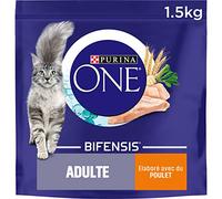 PURINA ONE | BIFENSIS | Croquettes pour Chat Adulte | Renforce le système immunitaire, améliore l'équilibre du microbiome, aide à maintenir un système urinaire sain | Poulet | Sac | Lot de 6 x 1,5Kg
