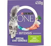 PURINA ONE | BIFENSIS | Croquettes Spécial Chat Adulte à la Digestion Sensible et l'appétit délicat | Aide à Maintenir Un système immunitaire Fort | Croquettes | A la Dinde | Sac | Lot de 10 x 450g