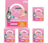 PURINA ONE Bifensis Junior | Croquettes Au Poulet pour Chaton | Sac de 450g (L'emballage Peut Varier) (Lot de 5)