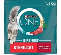 PURINA One BIFENSIS - Lot de 6 boîtes de Nourriture sèche pour Chats stérilisés - Riche en bœuf - 6 x 1,4 kg
