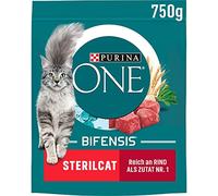 PURINA One BIFENSIS - Lot de 6 boîtes de Nourriture sèche pour Chats stérilisés - Riche en bœuf - 6 x 750 g