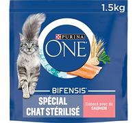 Purina ONE Bifensis Croquettes pour chats adultes stérilisés au saumon – 1,5 kg x6