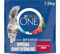 PURINA ONE Bifensis Chat Stérilisé Croquettes au Boeuf pour Chats Adultes Sac de 1,5kg | Lot de 6