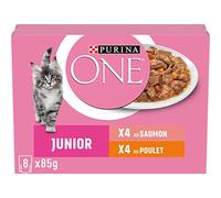 8 Sachets de 85g pour Chaton au Saumon, au Poulet et aux Carottes Purina ONE