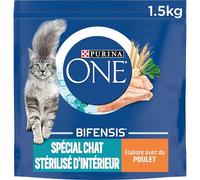 PURINA ONE Chat Stérilisé d'Intérieur Poulet Céréales Complètes 1,5KG | Croquettes Chat d'Intérieur Saveur Poulet - Contrôle du poids, système urinaire sain, anti-boules de poils - Santé Chat