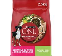 PURINA ONE Croquettes a la dinde Controle du poids Medium / Maxi 10 kg - Pour chien adulte sterilise moyen et grand - 2,5 kg