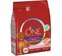 PURINA ONE Croquettes au saumon et au riz Medium / Maxi > 10 kg - Pour chien adulte sensible de moyenne et grande taille - 2 5 kg