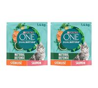 Purina One Dua Nature Au Saumon avec de La Spiruline Croquettes pour Chat, 1,4kg (Lot de 2)