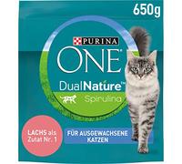 PURINA One Dual Nature Lot de 6 Aliments secs pour Chat avec spiruline, Riche en Saumon, 6 x 650 g
