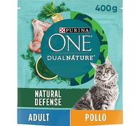 PURINA ONE Dualnature Natural Defense Croquettes pour Chats Adultes avec Poulet et spiruline Naturelle 8 Sacs de 400 g