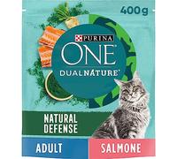 PURINA ONE Dualnature Natural Defense Croquettes pour Chats Adultes avec Saumon et spiruline Naturelle 8 Sacs de 400 g