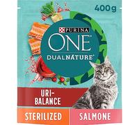 PURINA ONE Dualnature Uri-Balance Croquettes pour Chats Adultes stérilisés Riches en Saumon et avec canneberges 8 Sacs de 400 g