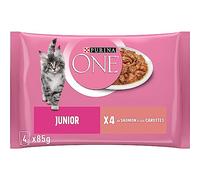 PURINA ONE Junior Effilés Au Saumon pour Chaton | Sachet Repas 4 x 85g