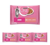 PURINA ONE Junior Effilés Au Saumon pour Chaton | Sachet Repas 4 x 85g (Lot de 4)