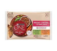 Purina One Mini < 10 kg Nourriture Humide pour Petit Chien Light, contrôle du Poids avec Dinde et Porc, 12 Paquets de 4 sachets de 85 g - 48 sachets