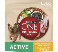 PURINA ONE | MINI | ACTIVE | Croquettes pour Chien Adulte Actif de petite taille, <10 Kg | Protéines de haute qualité pour aider à soutenir des muscles forts | Au Poulet | Sac | Lot de 6 x 1,5 Kg